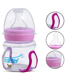 U-Grow Heat Sensitive BPA Free Wide Neck Feeding Bottle Pink - 120 ml