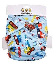 Abracadabra Reusable Diaper With Construction Print - Blue