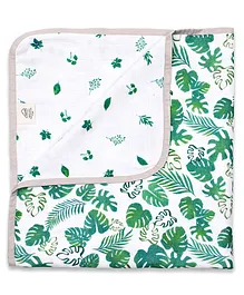 Masilo Bamboo Muslin Newborn Blanket Tropical Print - Green