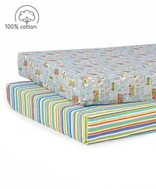 Babyhug Premium Cotton Crib Sheets Set of 2 - Transport Theme