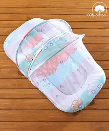 Babyhug Cotton Bedding Set with Mosquito Net Parkland Print - Multicolor