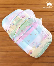 Babyhug Cotton Bedding Set with Mosquito Net Parkland Print - Multicolor