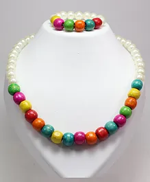 Pihoo Pearls Necklace & Bracelet - Multi Color