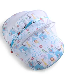 Fisher Price Baby Mattress With Mosquito Net & Pillow Animal Print - Blue