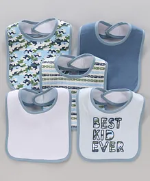 Knitted Bibs Pack of 5 - Blue