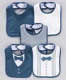 Zoe Knitted Bibs Pack of 5 - Navy