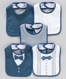 Knitted Bibs Pack of 5 - Navy