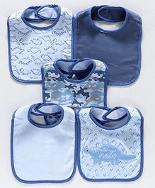 Zoe Knitted Bibs Pack of 5 - Dark Blue