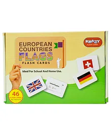 Krazy European Countries Flags Flash Cards Pack of 46 - Multicolor