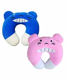 Brandonn U Shaped Neck Pillows Animal Design Pack of 2 - Blue Pink