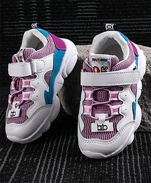 Kidlingss Colour Block Pattern Velcro Closure Shoes - Purple