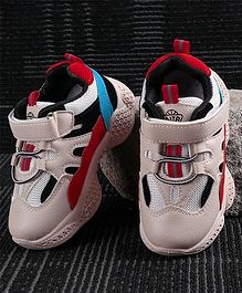 Kidlingss Colour Block Pattern Velcro Closure Shoes - Cream