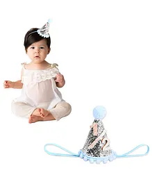 Bembika Cone Hat Tiara Adjustable Headbands Silver For 6th Month Birthday