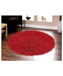 Saral Home Pure Cotton Round Shaped Shaggy Mat - Fuchsia Pink