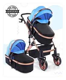 Babyhug Majestic Stroller Cum Carry Cot With Canopy - Blue
