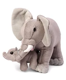 Wild Republic Mom And Baby Elephant Soft Toy Grey - Height 35 Cm