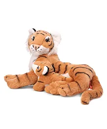Wild Republic Mom And Baby Tiger Soft Toy Brown - Height 35 Cm