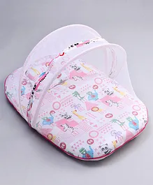 Fisher Price Mattress With Mosquito Net & Pillow Animals Print - Pink 