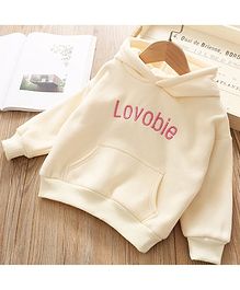 Pre Order - Awabox Lovobie Embroidered Full Sleeves Hoodie - Beige