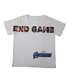 Marvel By Crossroads Avengers Endgame Text Print Printed Half Sleeves Tee - White