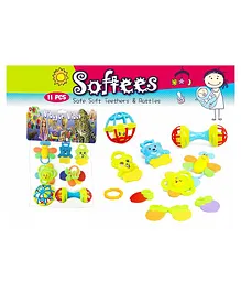 VibgyorVibes Colourful Non Toxic Rattles and Teethers - Pack of 11
