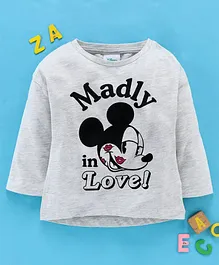 Fox Baby Full Sleeves Tee Mickey Mouse Print - Light Grey