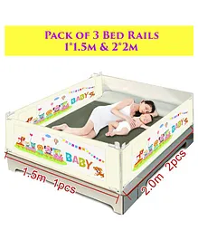 Syga Pack Of 3 Baby Bed Rail 2.0 m x 2 Pieces & 1.5 m x 1 Piece - Cream