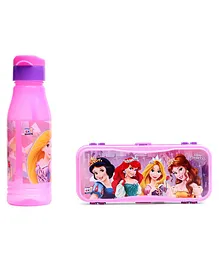 Disney Princess Water Bottle & Pencil Box Combo Pink - 600 ml