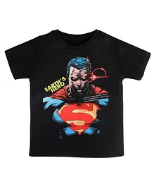 Superman By Crossroads Face Print Half Sleeves T-Shirt - Black