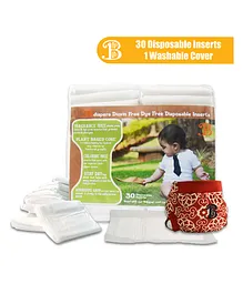 Bdiapers Washable & Reusable Hybrid Cloth Diaper Cover With 30 Disposable Insert  Nappy Pads Rose Small