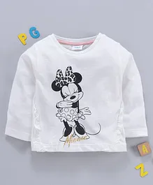 Fox Baby Full Sleeves Top Minnie Print - Off White
