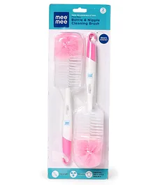 Mee Mee Bottle & Nipple Cleaning Brush Pack of 2 - Pink White