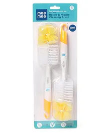 Mee Mee Bottle & Nipple Cleaning Brush Pack of 2 - Yellow White
