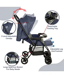 Mee Mee Easy to Push Baby Pram with Quick One-Hand Folding - Navy