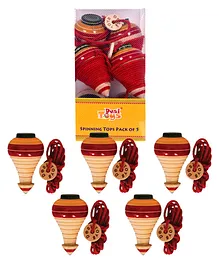 Desi Toys Spinning Top and Lattu combo Multicolour - Pack of 5