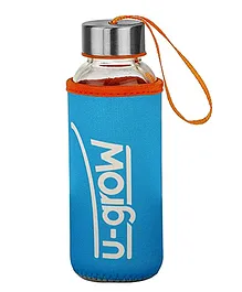 U-Grow Glass Bottle with Thermally Insulated Blue Cover - 308 ml