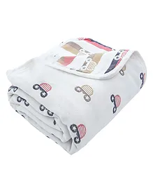 Syga Pure Soft Cotton Blanket Mickey Print - Cream(Color and design slightly may vary)