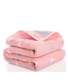 Syga Pure Soft Cotton Blanket Cloud Print - Pink(Color and design slightly may vary)