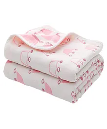 Syga Pure Soft Cotton Blanket Crown Print - Pink(Color and design slightly may vary)