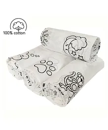 Carerio Newborn Pure Cotton Swaddle Wraps Moon Monkey Paw Print - Pack of 4
