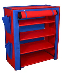 Fabura Multipurpose Rack With 4 Compartments And Cover - Red