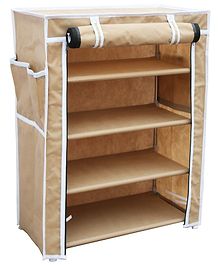 Fabura Multipurpose Rack With 4 Compartments And Cover - Beige