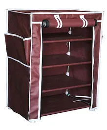 Fabura Multipurpose Rack With 4 Compartments And Cover - Maroon