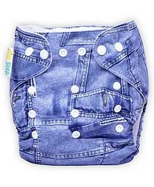 1st Step Adjustable Reusable Diaper With Diaper Liner Vehicle Print - Blue