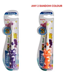 PASSION PETALS Bear Design Toothbrush Pack of 2 (Colour May Vary)
