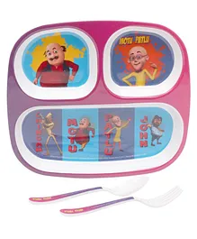 Servewell Feeding set Motu Patlu Theme Pack of 3 - Purple