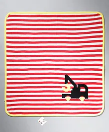 Pranava Super Soft Pure Organic Cotton Blanket With Crane Applique - Red White