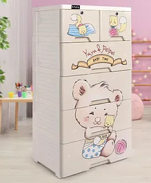 Babyhug  5 Layer storage cabinet Teddy Print - Cream
