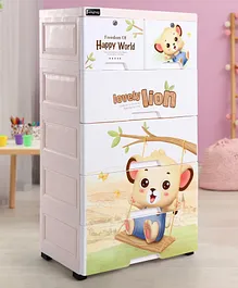 Babyhug  5 Layer storage cabinet Teddy Print -White Cream
