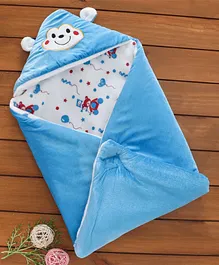 ZOE Hooded Fleece Wrapper Cum Blanket - Blue